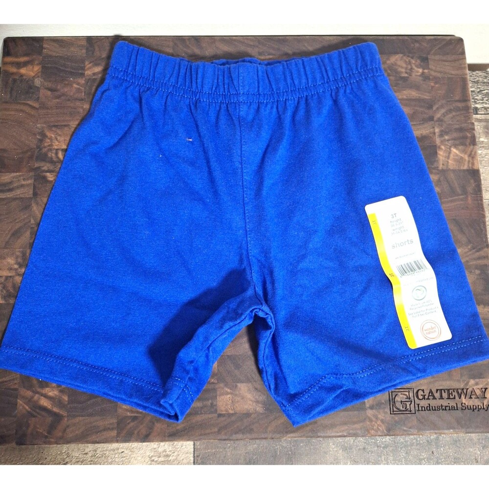 Wonder Nation unisex baby toddler 3T blue solid pull-on shorts elastic waist‎